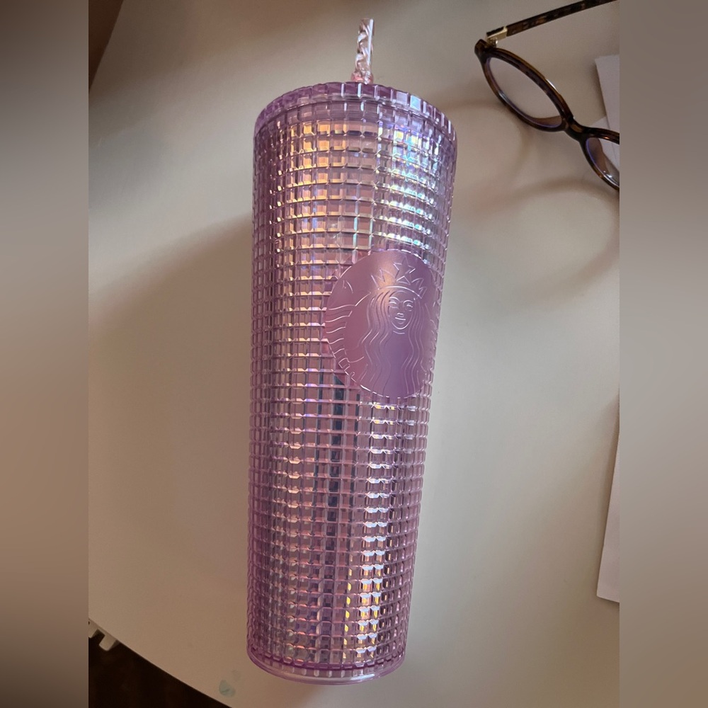 Starbucks Pink Grid Disco 24 oz cold cup tumbler